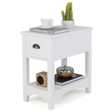 Load image into Gallery viewer, Rectangular Nightstand with 1 Drawer 1 Storing Shelf and 4 Solid Rubber wood Legs