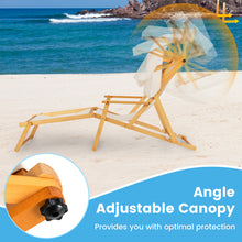 Load image into Gallery viewer, 2PCS Birch Wood Chaise Lounge Chair with Adjustable Canopy Reclining Backrest and Footrest