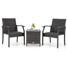 Load image into Gallery viewer, 3 Piece Patio Wicker Chair Set with Cushioned Seat