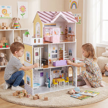 Load image into Gallery viewer, 120CM Wooden Dollhouse with 16 Furniture Accessories for Kids Ages 3+