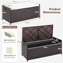 Load image into Gallery viewer, 128L Patio Storage Bench with Cushion and Zippered Liner