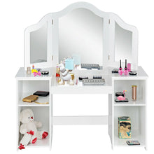 Load image into Gallery viewer, Kids Dressing Table with Foldable and Removable Mirror and Storage Shelf