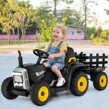 Load image into Gallery viewer, 12V Kids Ride On Tractor with Trailer Music and LED Lights
