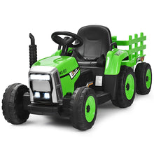 Load image into Gallery viewer, 12V Kids Ride On Tractor with Trailer Music and LED Lights