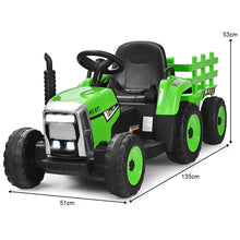 Load image into Gallery viewer, 12V Kids Ride On Tractor with Trailer Music and LED Lights