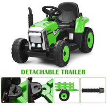 Load image into Gallery viewer, 12V Kids Ride On Tractor with Trailer Music and LED Lights