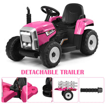 Load image into Gallery viewer, 12V Kids Ride On Tractor with Trailer Music and LED Lights