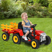 Load image into Gallery viewer, 12V Kids Ride On Tractor with Trailer Music and LED Lights