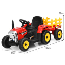 Load image into Gallery viewer, 12V Kids Ride On Tractor with Trailer Music and LED Lights