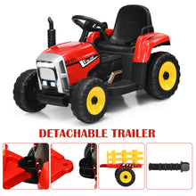 Load image into Gallery viewer, 12V Kids Ride On Tractor with Trailer Music and LED Lights