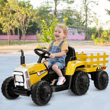 Load image into Gallery viewer, 12V Kids Ride On Tractor with Trailer Music and LED Lights