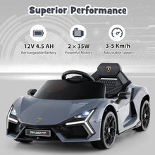 Load image into Gallery viewer, 12V Kids Ride on Car with Hydraulic Doors Licensed Lamborghini Revuelto