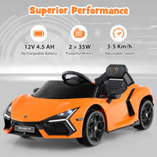 Load image into Gallery viewer, 12V Kids Ride on Car with Hydraulic Doors Licensed Lamborghini Revuelto