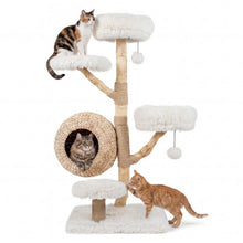 Load image into Gallery viewer, Wooden Cat Tree, Multi-Layer Cats Tower with Jute Scratching Posts