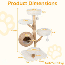 Load image into Gallery viewer, Wooden Cat Tree, Multi-Layer Cats Tower with Jute Scratching Posts
