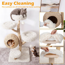 Load image into Gallery viewer, Wooden Cat Tree, Multi-Layer Cats Tower with Jute Scratching Posts