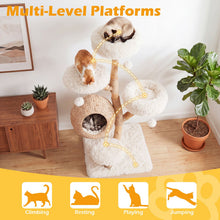 Load image into Gallery viewer, Wooden Cat Tree, Multi-Layer Cats Tower with Jute Scratching Posts