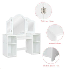 Load image into Gallery viewer, Kids Dressing Table with Foldable and Removable Mirror and Storage Shelf