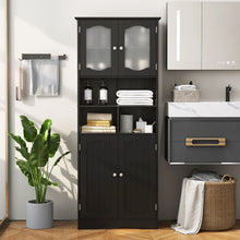 Load image into Gallery viewer, 148cm Tall Bathroom Cabinet Storage Cabinet with Glass Doors