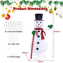 Load image into Gallery viewer, 150 cm Large White Pre-lit Lighted Snowman Christmas Decoration