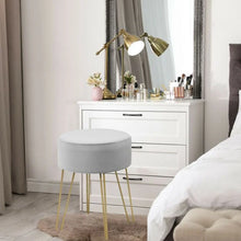 Load image into Gallery viewer, Round Velvet Stool with Hairpin Legs