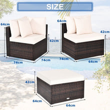 Load image into Gallery viewer, 4 PCS Rattan Patio Conversation Set Outdoor Furniture Sofa Set w/ Coffee Table