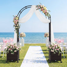 Load image into Gallery viewer, 200cm Garden Arch Trellis with 2 Planter Boxes for Climbing Plants
