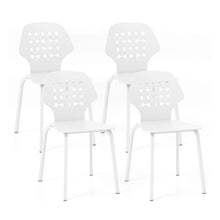 Load image into Gallery viewer, Metal Dining Chair Set of 4 with Hollowed Backrest and Metal Legs