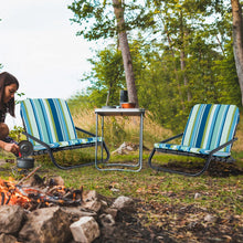 Load image into Gallery viewer, 2 Pack Low Folding Beach Chairs with Cushion and Shoulder Straps