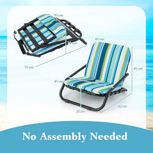 Load image into Gallery viewer, 2 Pack Low Folding Beach Chairs with Cushion and Shoulder Straps
