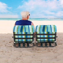 Load image into Gallery viewer, 2 Pack Low Folding Beach Chairs with Cushion and Shoulder Straps
