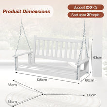Load image into Gallery viewer, 2 Person Wooden Outdoor Porch Swing with Adjustable Upper Chains