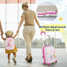 Load image into Gallery viewer, 2 Pieces Kids Luggage Set with Wheels and Height Adjustable Handle