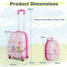 Load image into Gallery viewer, 2 Pieces Kids Luggage Set with Wheels and Height Adjustable Handle