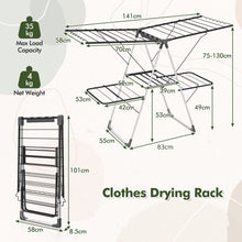 Load image into Gallery viewer, 2-Tier Foldable Clothing Laundry Rack with 33 Drying Rails