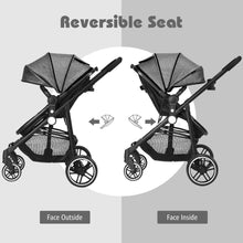 Load image into Gallery viewer, 2 in 1 High Landscape Stroller with Reversible Seat and Adjustable Backrest and Canopy
