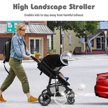 Load image into Gallery viewer, 2 in 1 High Landscape Stroller with Reversible Seat and Adjustable Backrest and Canopy