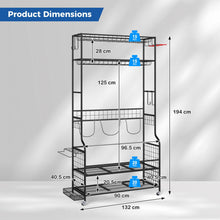 Load image into Gallery viewer, 3 Golf Bags Storage Garage Organizer with Wheels 4 Hooks