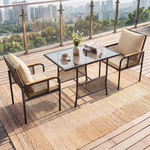 Load image into Gallery viewer, 3 Pieces Patio Wicker Bistro Set with Cushions and Rattan Chairs for Balcony