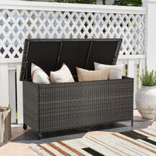 Load image into Gallery viewer, 320L Rattan Deck Box Outdoor Storage with Liner and Universal Wheels