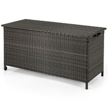 Load image into Gallery viewer, 320L Rattan Deck Box Outdoor Storage with Liner and Universal Wheels