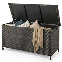 Load image into Gallery viewer, 320L Rattan Deck Box Outdoor Storage with Liner and Universal Wheels