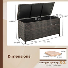 Load image into Gallery viewer, 320L Rattan Deck Box Outdoor Storage with Liner and Universal Wheels