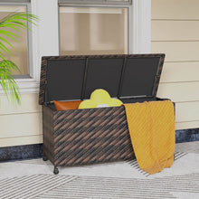 Load image into Gallery viewer, 320L Tightly-Woven Rattan Deck Box with Polyester Liner and Wheels