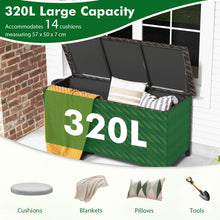 Load image into Gallery viewer, 320L Tightly-Woven Rattan Deck Box with Polyester Liner and Wheels