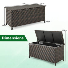 Load image into Gallery viewer, 320L Tightly-Woven Rattan Deck Box with Polyester Liner and Wheels
