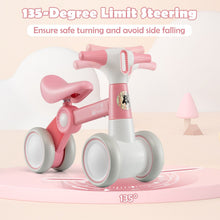 Load image into Gallery viewer, Cute Baby Balance Bike 4 Wheels with Steering Handlebars No Pedal Pink