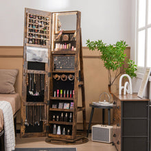 Load image into Gallery viewer, 360-Degree Mirrored Jewelry Armoire with 3-Color Auto-on LED Lights
