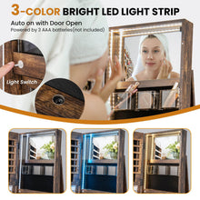 Load image into Gallery viewer, 360-Degree Mirrored Jewelry Armoire with 3-Color Auto-on LED Lights