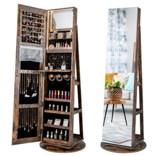 Load image into Gallery viewer, 360-Degree Mirrored Jewelry Armoire with 3-Color Auto-on LED Lights